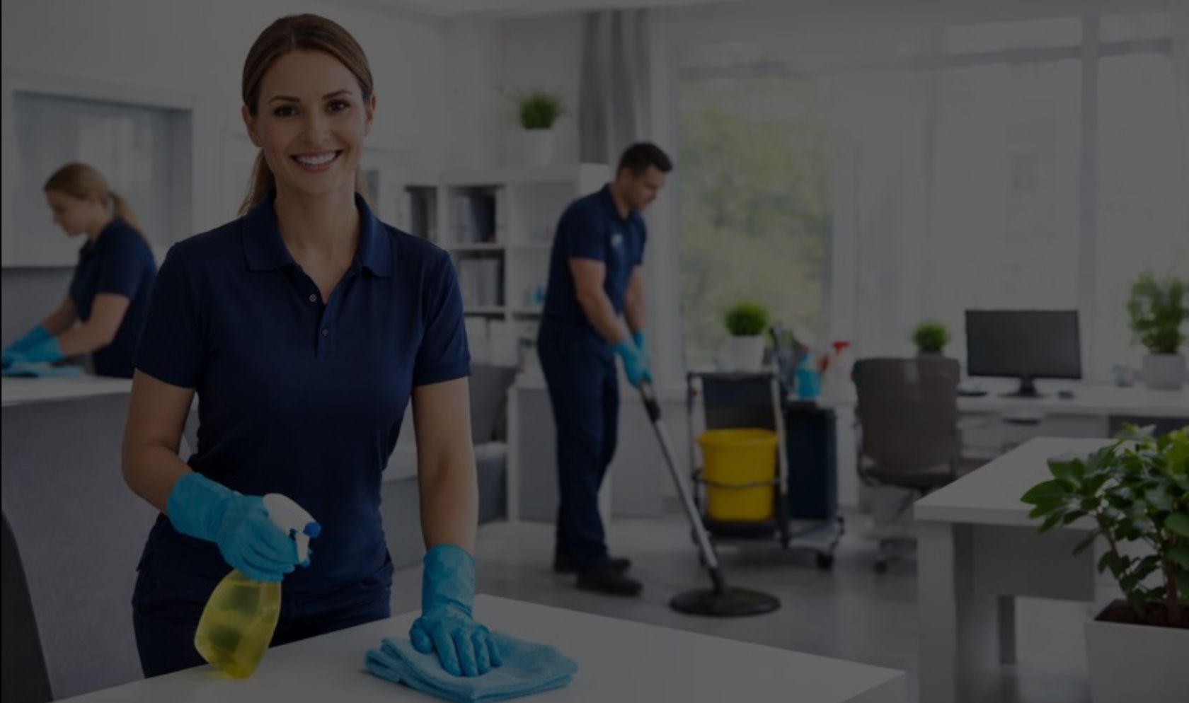 Arelli janitorial crew cleaning an occupied Ontario office