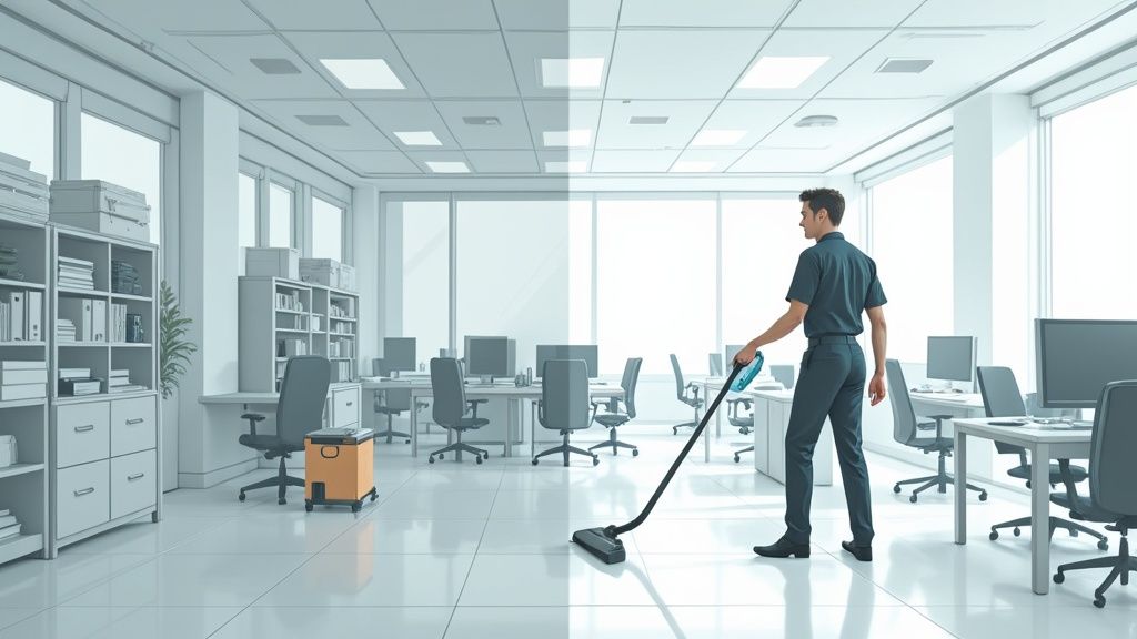 Discover the top cleaning and janitorial services for a spotless, healthy, and productive workspace. Learn how to choose the best provider for your needs.