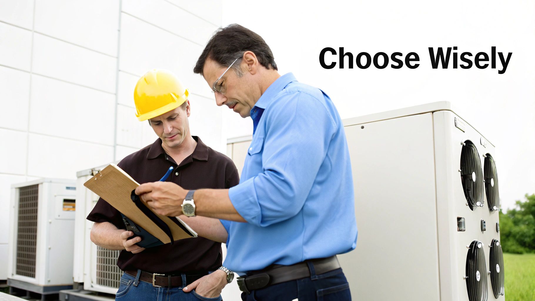 Two industrial cleaning professionals in safety gear cleaning a facility floor.