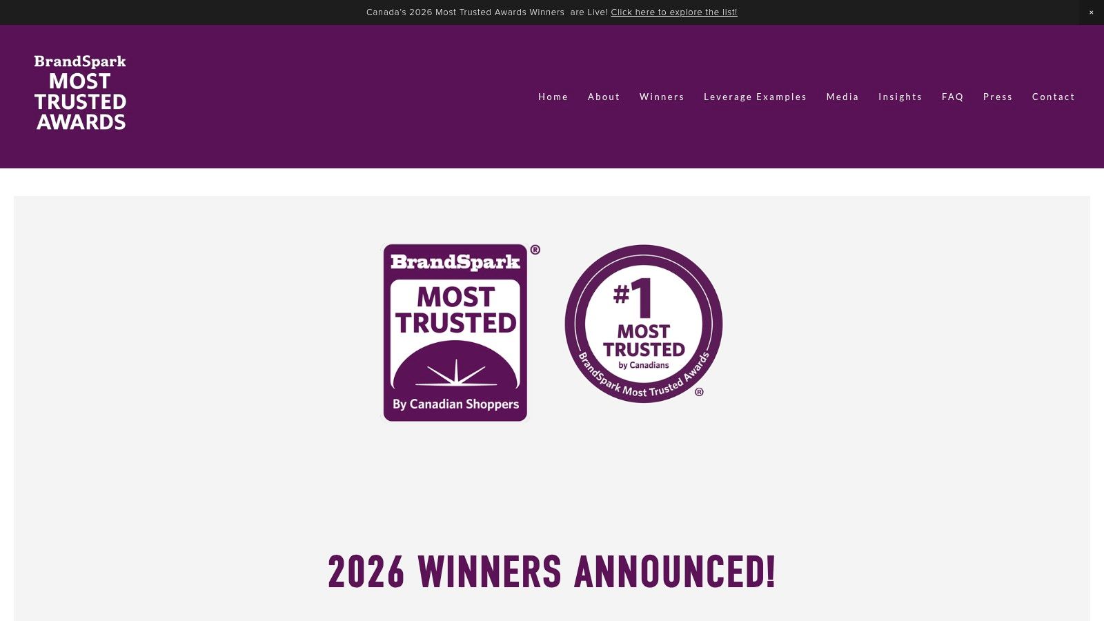 BrandSpark Most Trusted Awards