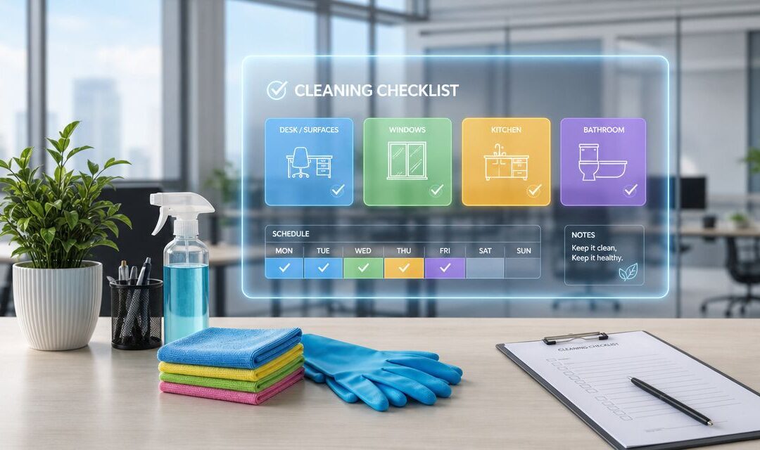 A complete office cleaning list for a pristine workplace. This printable checklist covers daily, weekly, and monthly tasks for every area of your office.